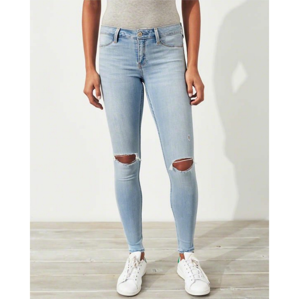 Hollister Womens Light Wash Skinny Leggings Jeans